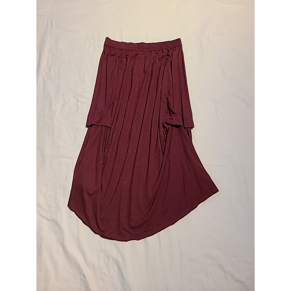 Nyah Pin Tuck Skirt deformed Long skirt M size dark red